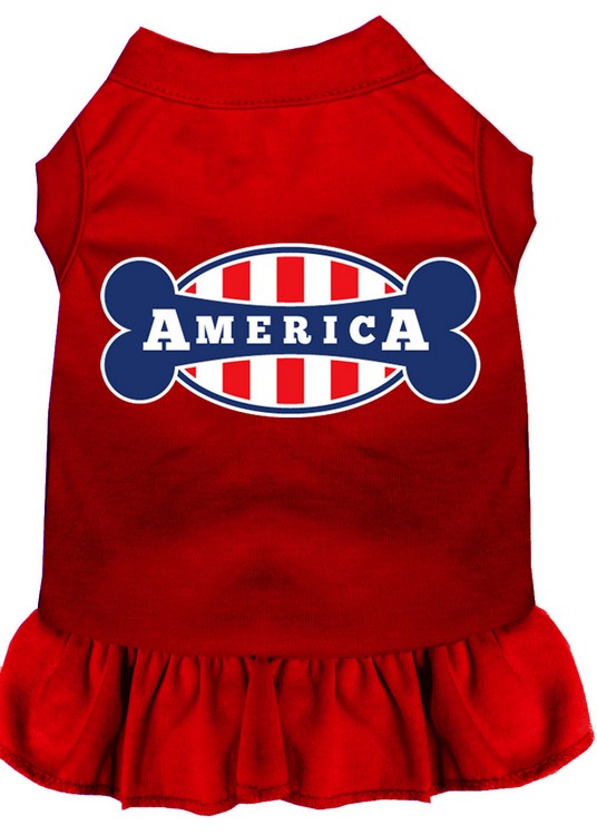 Bonely in America Screen Print Dress Red Med